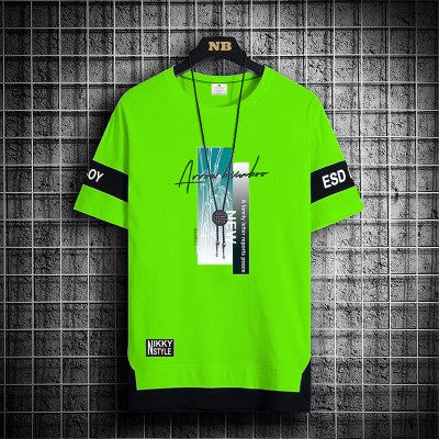 Lieo Trend Printed Men Round Neck Light Green T-Shirt