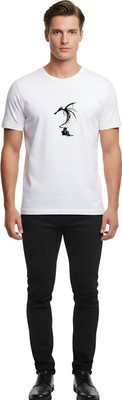 YUVE Graphic Print Men Round Neck White T-Shirt