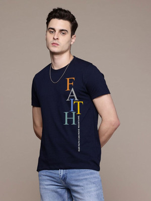 Moda Rapido Graphic Print Men Round Neck Navy Blue T-Shirt