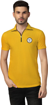 Lawful Casual Printed Men Polo Neck Yellow T-Shirt