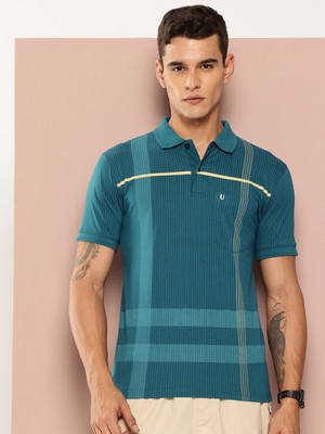 UNIBERRY Striped Men Polo Neck Light Blue T-Shirt