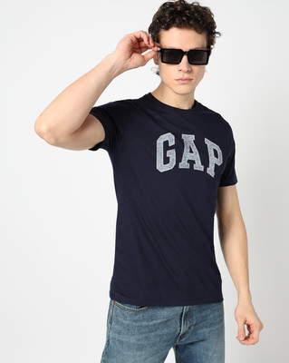 GAP Graphic Print Men Crew Neck Dark Blue T-Shirt