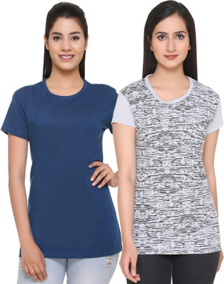 HouseOfCommon Printed Women Round Neck Multicolor T-Shirt