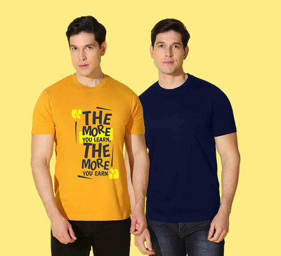 WOOSTRO Printed Men Round Neck Multicolor T-Shirt