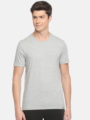 Macroman M-Series Solid Men Round Neck Grey T-Shirt