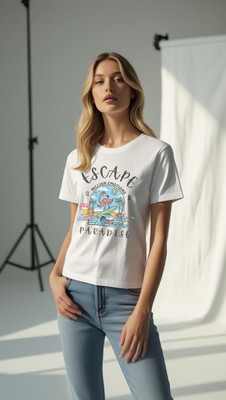Millionemotions Graphic Print Women Round Neck White T-Shirt