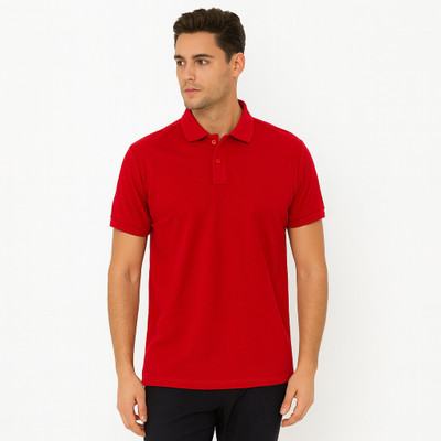 vvstshirt Solid Men Polo Neck Black T-Shirt