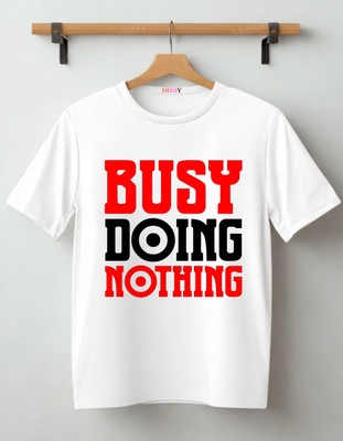 DIBBY Typography Men Round Neck White T-Shirt