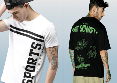stylesmyth Printed Men Round Neck Multicolor T-Shirt