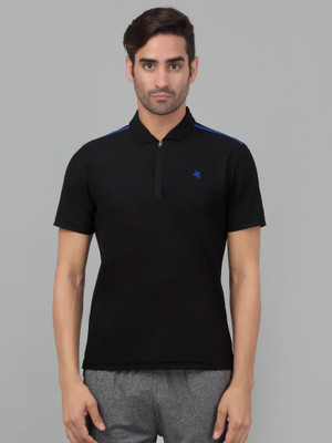 CANTABIL Solid Men Polo Neck Black T-Shirt