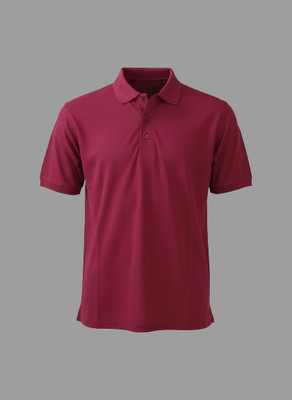 lookswala Solid Men Polo Neck Maroon T-Shirt