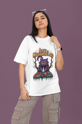 syom Printed Women Round Neck White T-Shirt