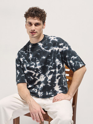 THE BEAR HOUSE Tie & Dye Men Round Neck Black T-Shirt