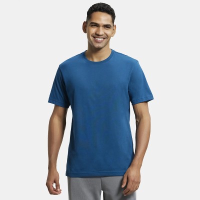 JOCKEY Solid Men Round Neck Blue T-Shirt