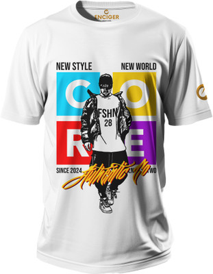 Enciger Printed Men Round Neck White T-Shirt