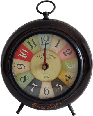 Neo Classic Analog Table Clock Antique Wooden Clock Home Decor Handicrafts Items (Old Style Dial) Clock