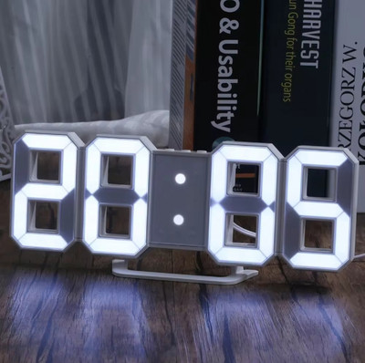 MangalMart Digital White Clock