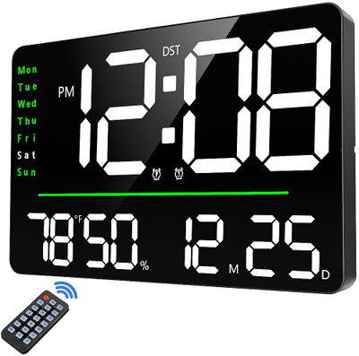 DHAVJ Digital Black with Green Highlights Clock