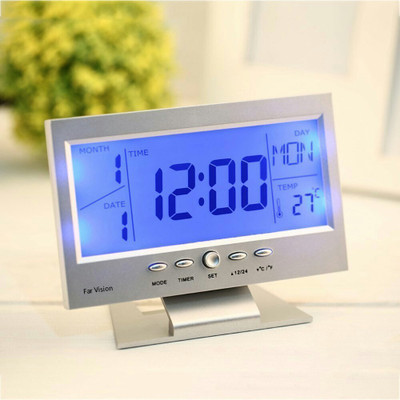 Green Tales Digital Silver Clock