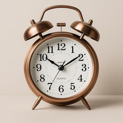 Krunal Enterprise Analog-Digital Copper Color Clock