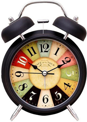 vkventure Analog Twin Bell Vintage Look Table Alarm Clock with Night Led Light (Black) Clock