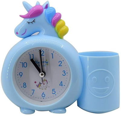 Eclet Analog-Digital 1PC Unicorn Alarm Clock: Loud Bell, Pen Holder(Multicolour) Clock