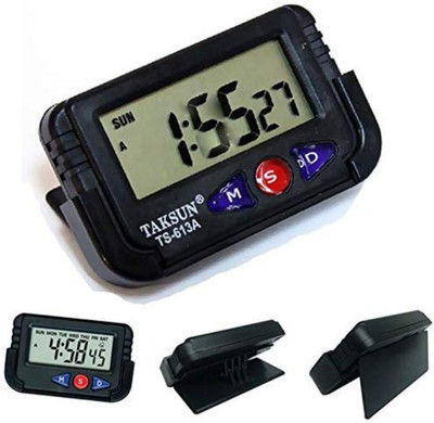 TAKSUN Digital Black Â Car Dashboard/Office Desk Alarm Clock and Stopwatch with Flexible Stand Clock