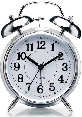 AZTORA Analog Silver Clock