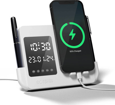 everyday organisers Digital EO Alarm Clock USB Powered with Phone Stand & Pen Holder Bright LED Clock