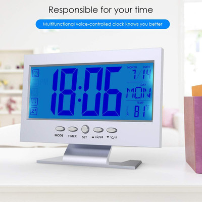 RHONNIUM Digital Silver Clock