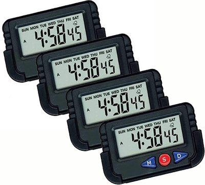 Red Champion Digital Black Office Desk Alarm Clock and Stopwatch with Flexible Stand (Pack of 4) Clock