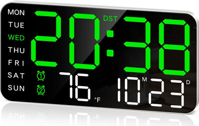 DHAVJ Digital Black (with Green LED Display) Clock