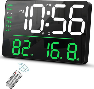 VGmax Digital White-Green Clock