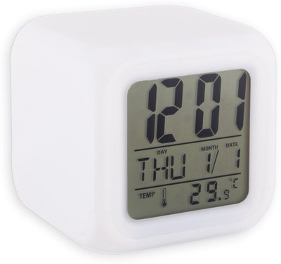 OXYURA Digital Color Changing LED Digital Alarm Clock-White Clock