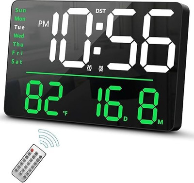 AQUARIUSSTORE Digital Green White Clock