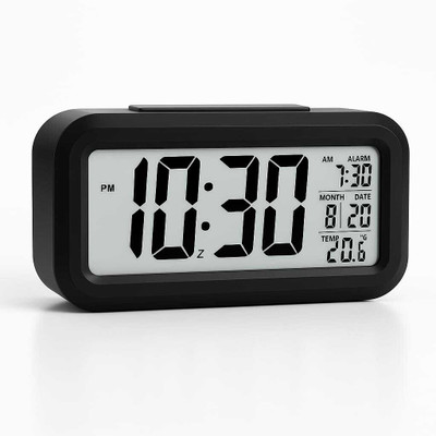 MRX Digital Analog Smart Black Clour | Alarm and Temprature [Pack of 1] Clock