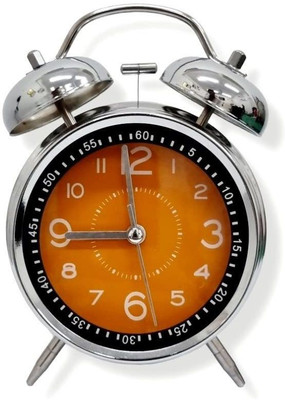 RIANZ Analog Metallic Silver, Orange Clock