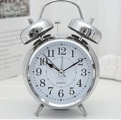 HEEPI Analog silver Vintage Twin Bell Analog Display Table Alarm Clock Clock