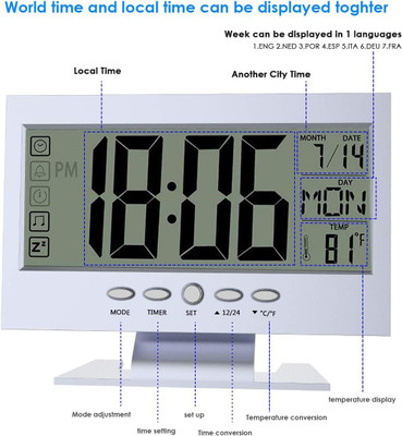 ASTOUND Digital Silver Clock