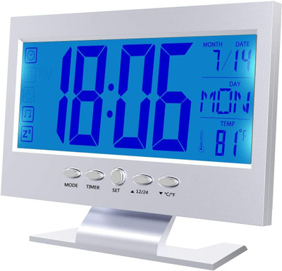 RHONNIUM Digital Silver Clock