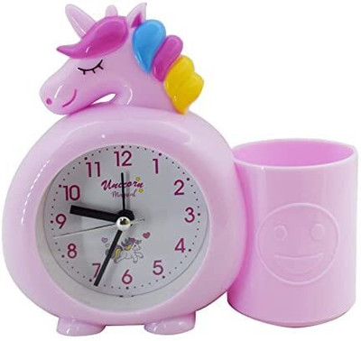 Urban Festivities Analog Unicorn Table Alarm Clock with Pen Pencil Stand For Kids Clock