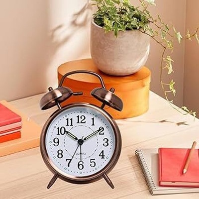 Krunal Enterprise Analog-Digital Copper Color Clock