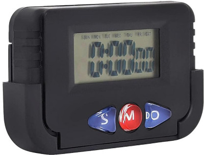 Voila Digital Black Clock for Vehicle Dashboard Clock