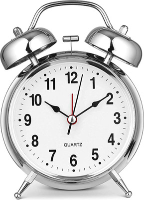 HVG TRADERS Analog Silver Clock