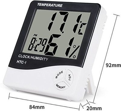 jazam Analog-Digital A1 Temperature Humidity Time Display Meter, Alarm Clock, Wall Mount Or Table Top Clock