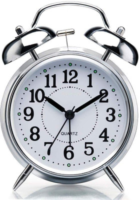 StapX Analog-Digital Silver Clock