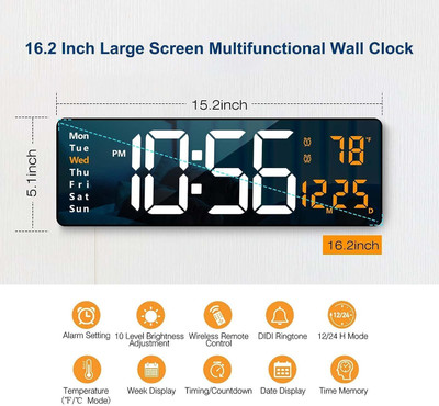 PrimeWatch Nano Glass for Digital Wall Clock with Seconds, Auto DST 03(Pack of 1)