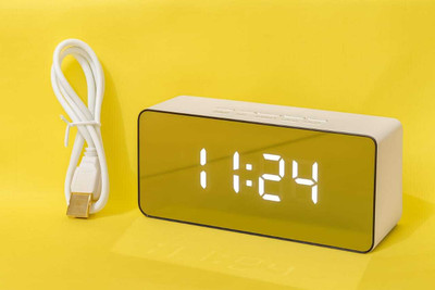 BBTx Digital White Mirror Clock