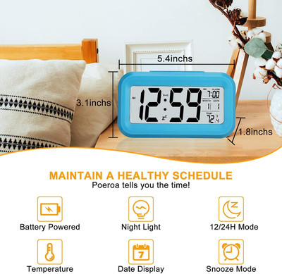 RHONNIUM Digital Blue Clock