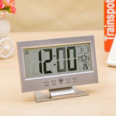 RHONNIUM Digital Silver Clock
